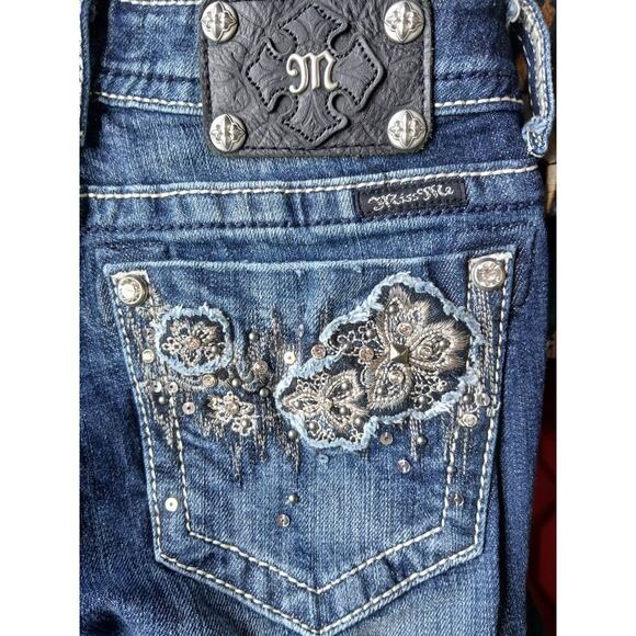 Miss Me Jeans Womens Size 26 Bootcut Embellished Flared Denim Blue - Picture 5 of 14